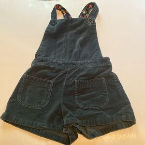 Mini Boden Velvet Green Overall Shorts 5-6y